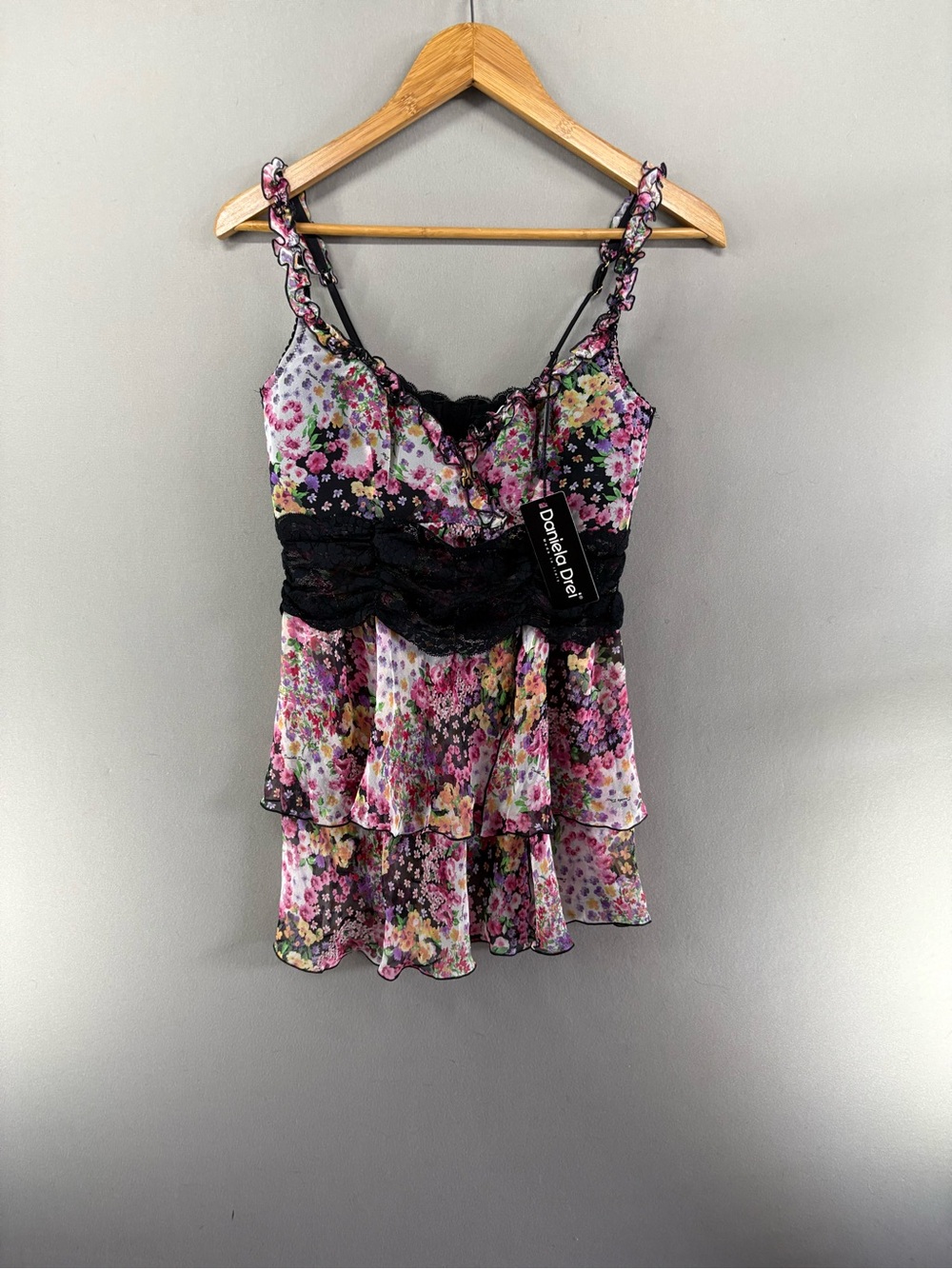 Daniela Drei Women Florial Print Top Blouse 100% Silk Size Eu46  Made Italy NWT
